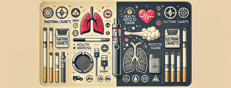 Comparaison entre cigarette traditionnelle et électronique